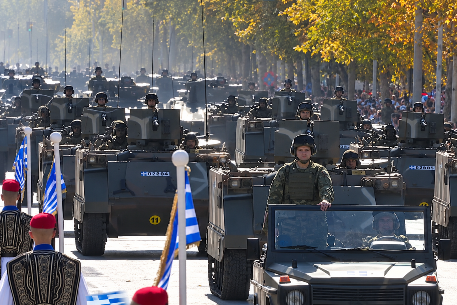 Greek Armored Parade in Autumn