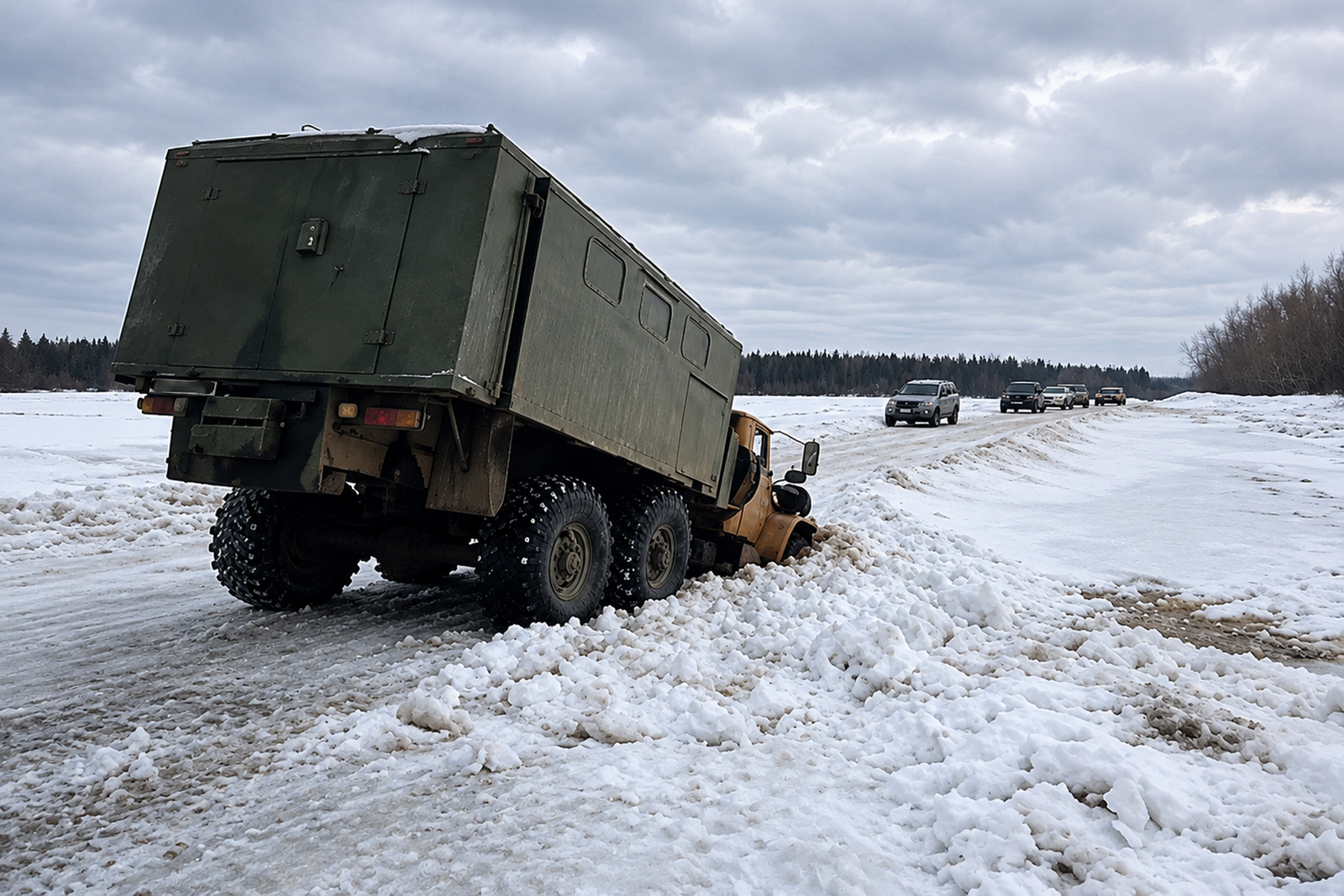 Stuck Truck in Snowy Wilderness